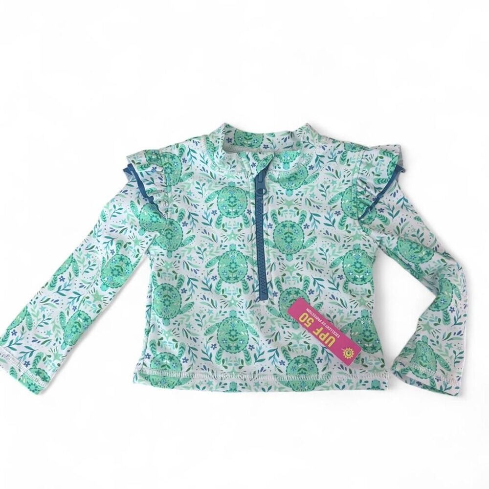 Tommy Bahama Girls UPF 50 Turtle Rash Guard Swimsuit 12M NWT